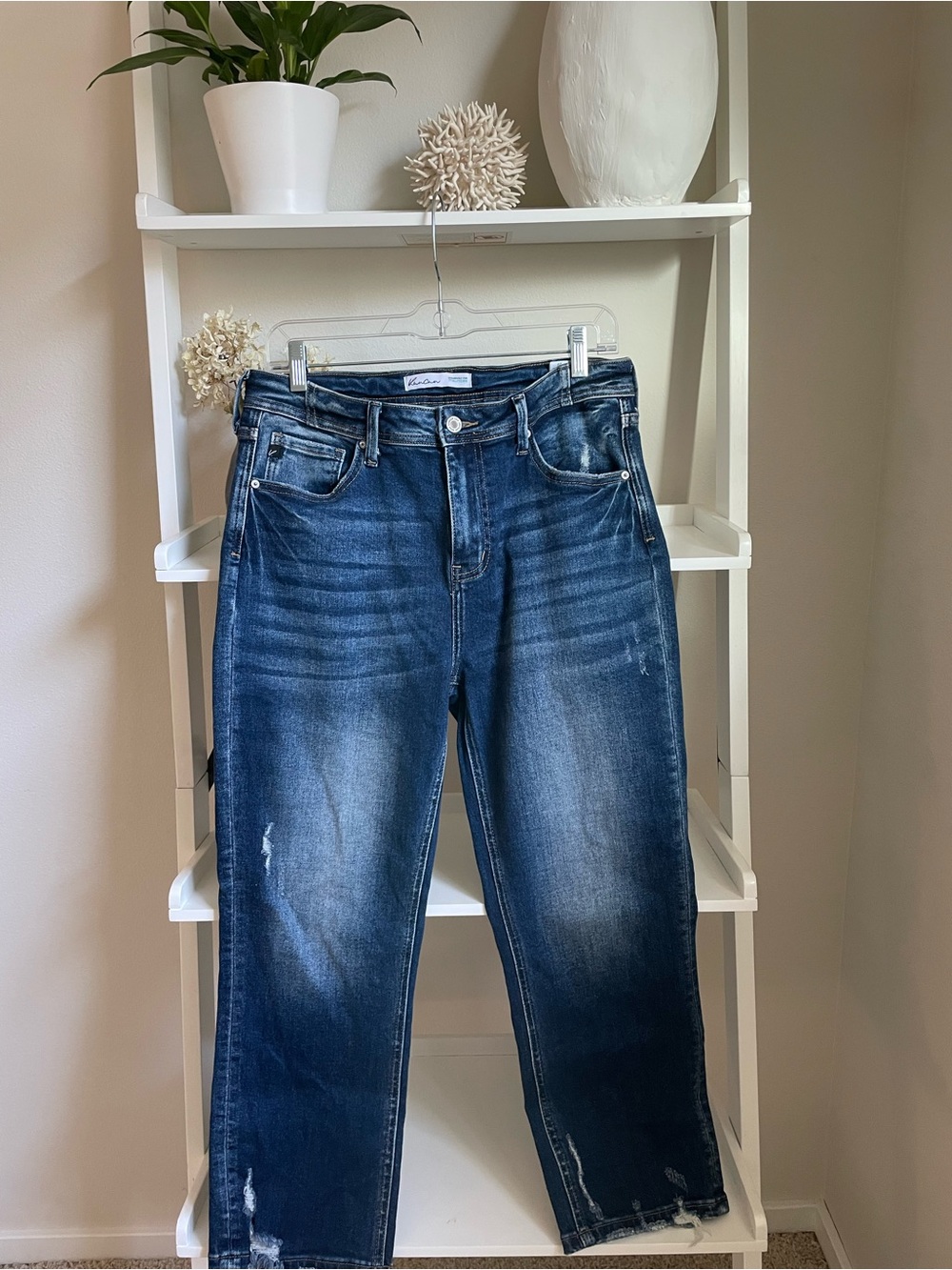 KanCan Women's Dark Blue Straight Leg Jeans